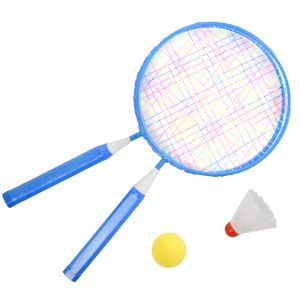 Kit de badminton infantil com 02 raquetes de aço, 01 volante e 01 bola de espuma Pista e Campo