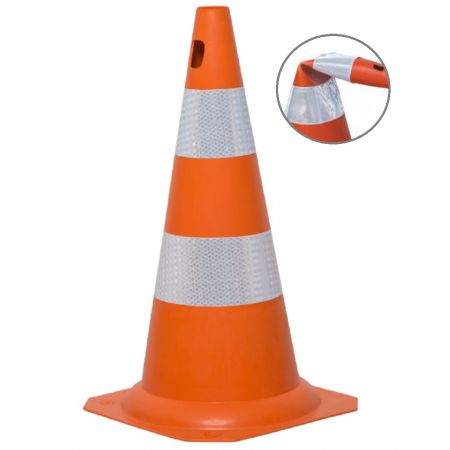 Cone de sinalização flexível (emborrachado) refletivo 50cm Pista e Campo